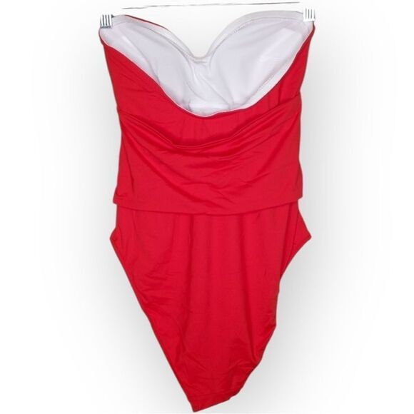 WeWoreWhat Bandeau Tie-Front One-Piece Swimsuit L Red - Picture 4 of 6